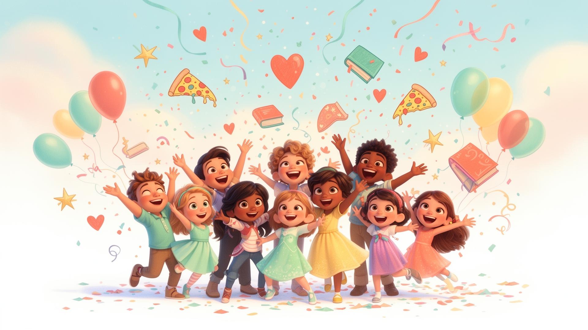 Happy kids celebrating together